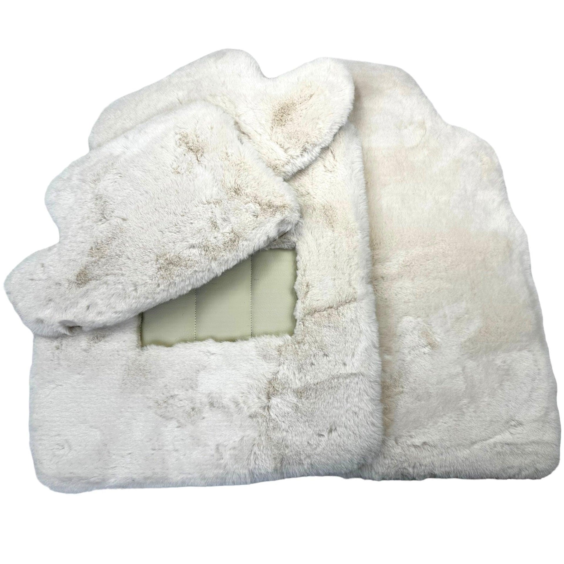 White Sheepskin Floor Mats for Bentley Continental GTC (2018-2023) ER56 Design - AutoWin