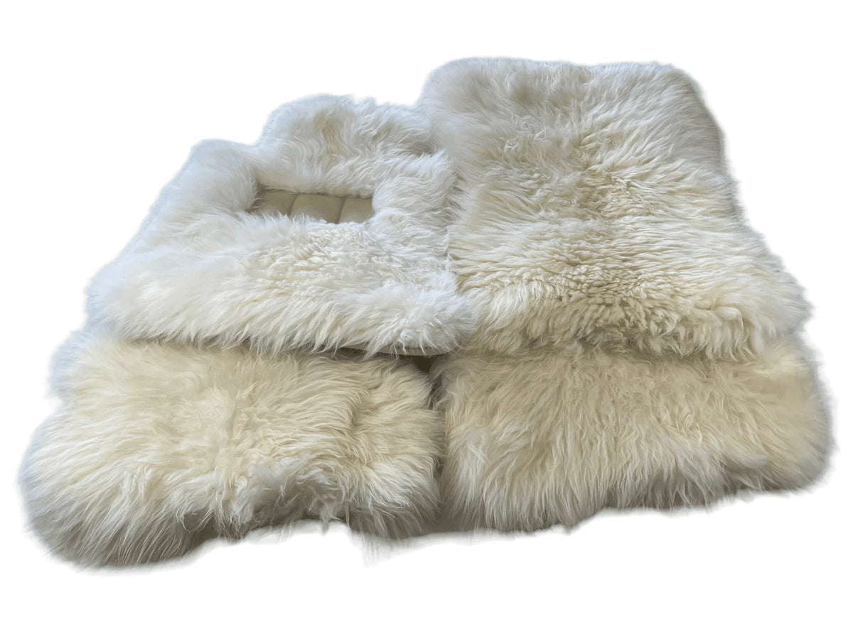 White Sheepskin Floor Mats For Rolls Royce Ghost Series II (2021-2024) ER56 Design Brand - AutoWin