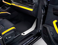 Tapis de voiture noirs personnalisables pour Lamborghini Urus avec cuir blanc