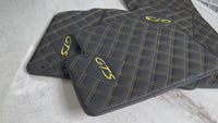 Leather Floor Mats for Porsche Cayenne GTS 2018-2023 Yellow Sewing
