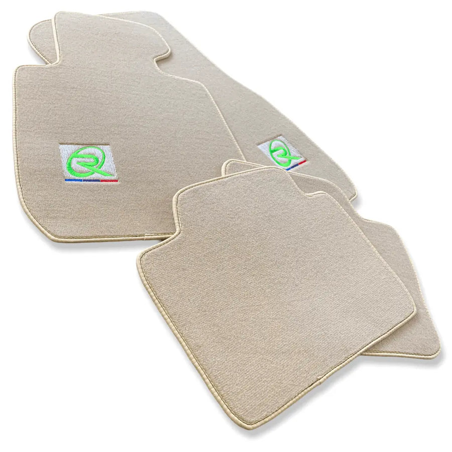 Beige Floor Mats For BMW M4 Series F82 ROVBUT Brand Tailored Set Perfect Fit Green SNIP Collection - AutoWin
