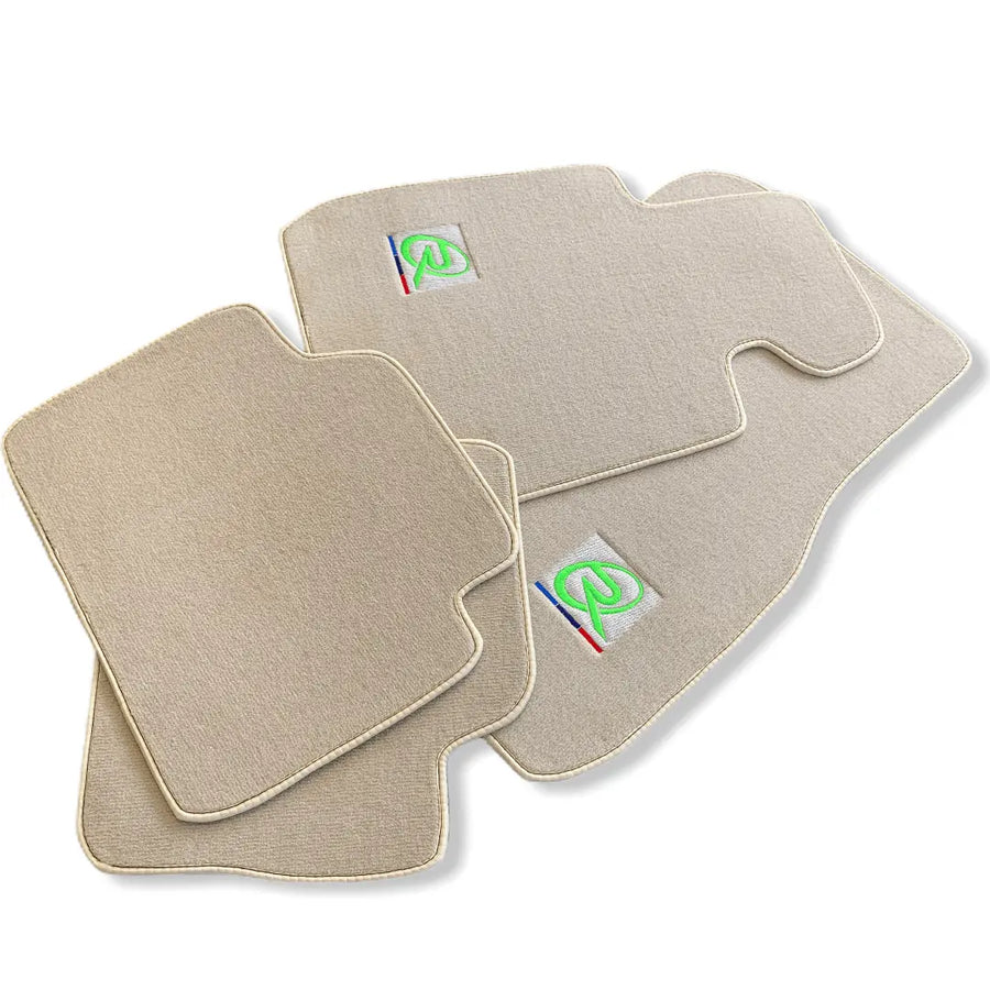 Beige Floor Mats For BMW M4 Series F82 ROVBUT Brand Tailored Set Perfect Fit Green SNIP Collection - AutoWin