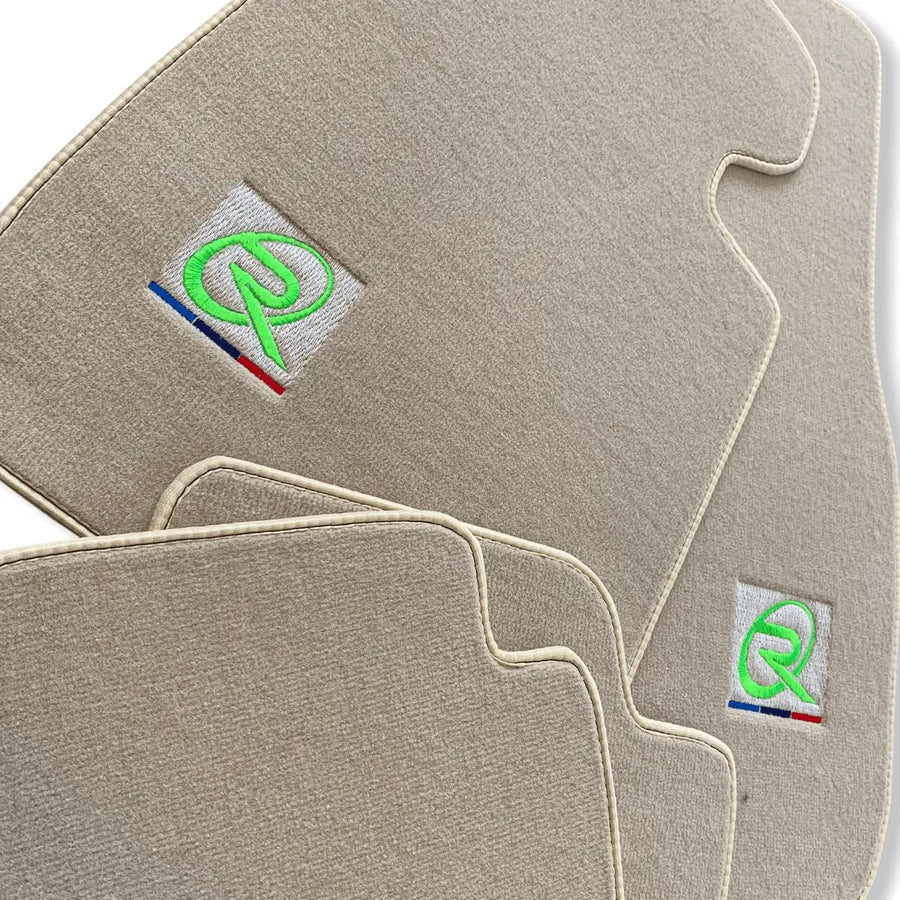 Beige Floor Mats For BMW M4 Series F83 ROVBUT Brand Tailored Set Perfect Fit Green SNIP Collection - AutoWin