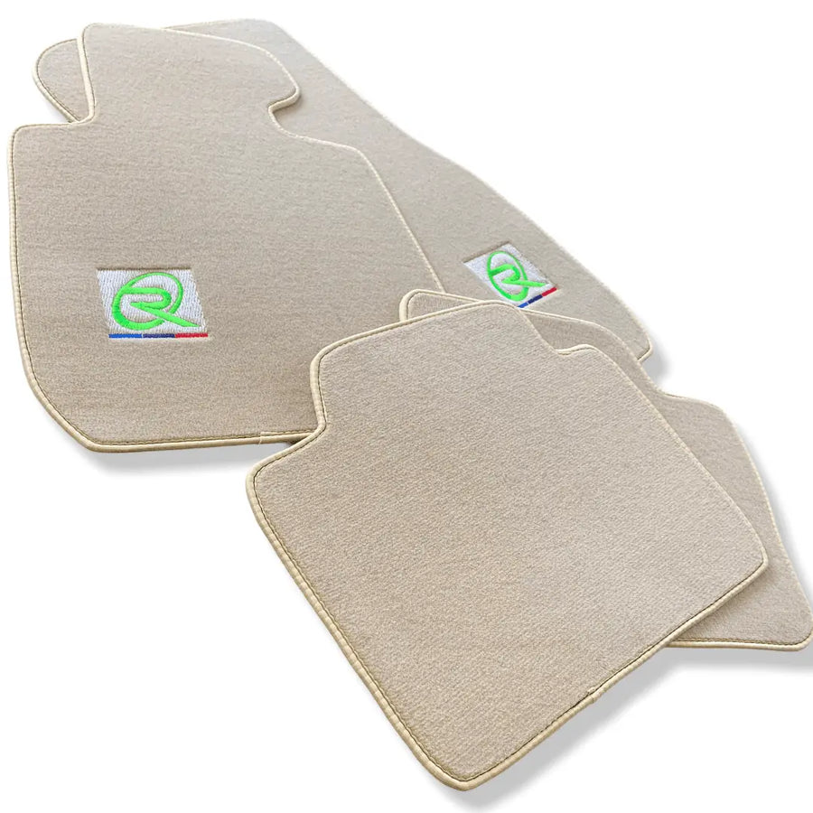 Beige Floor Mats For BMW M4 Series F83 ROVBUT Brand Tailored Set Perfect Fit Green SNIP Collection - AutoWin