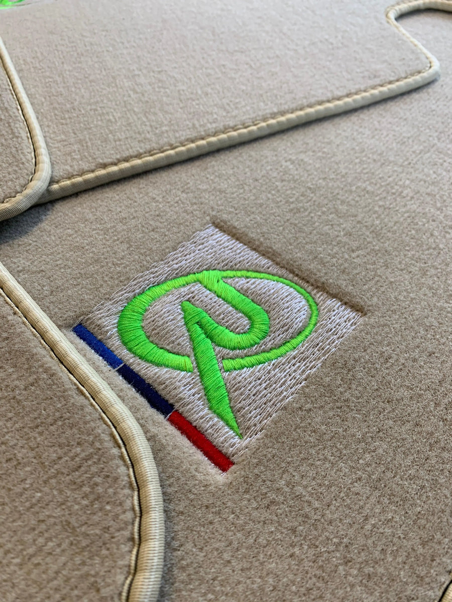 Beige Floor Mats For BMW M4 Series F83 ROVBUT Brand Tailored Set Perfect Fit Green SNIP Collection - AutoWin