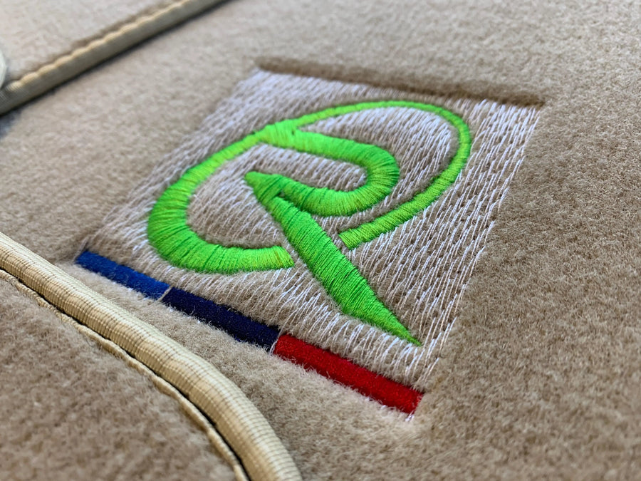 Beige Floor Mats For BMW M4 Series F83 ROVBUT Brand Tailored Set Perfect Fit Green SNIP Collection - AutoWin