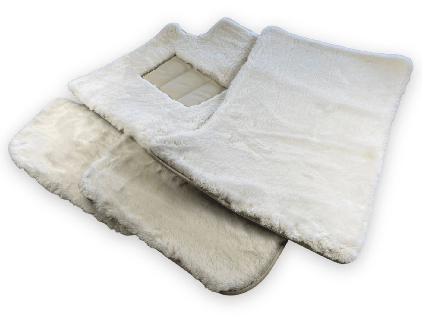 White Sheepskin Floor Mats For Rolls Royce Cullinan Rr31 2018-2023 Er56 Design Brand - AutoWin