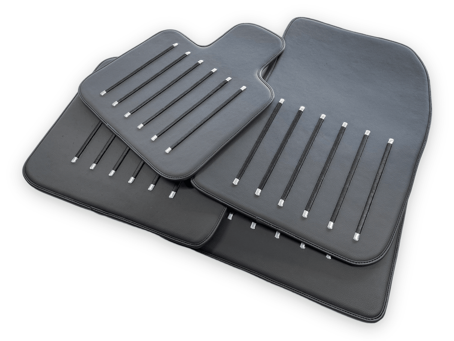 Leather Floor Mats For Rolls Royce Black Badge Dawn Rr6 2016-2023 Black - AutoWin