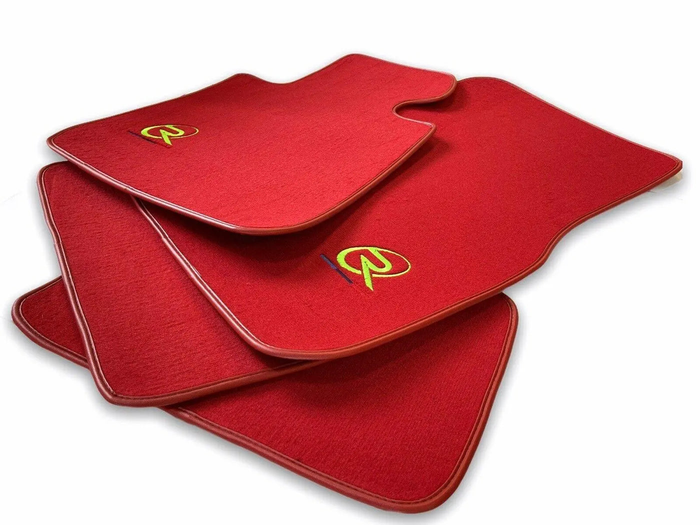 Red Floor Mats For BMW 5 Series F10 ROVBUT Brand Tailored Set Perfect Fit Green SNIP Collection - AutoWin