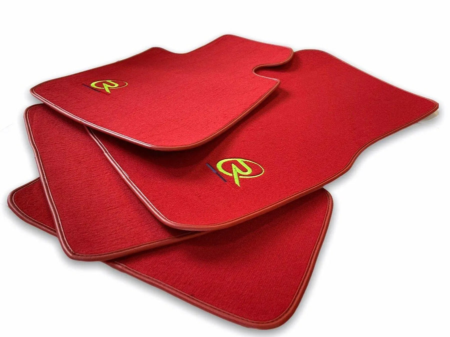 Red Floor Mats For BMW 7 Series E65 ROVBUT Brand Tailored Set Perfect Fit Green SNIP Collection - AutoWin