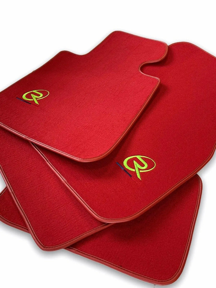 Red Floor Mats For BMW 7 Series E65 ROVBUT Brand Tailored Set Perfect Fit Green SNIP Collection - AutoWin