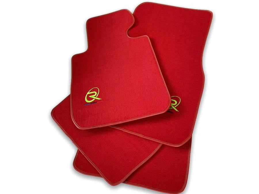 Red Floor Mats For BMW 7 Series E65 ROVBUT Brand Tailored Set Perfect Fit Green SNIP Collection - AutoWin