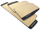 Beige Floor Mats For Tesla Model 3 With Alcantara Leather - AutoWin