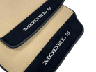 Beige Floor Mats For Tesla Model S With Alcantara Leather - AutoWin