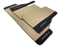 Beige Floor Mats For Tesla Model Y With Alcantara Leather - AutoWin