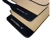 Beige Floor Mats For Tesla Model Y With Alcantara Leather - AutoWin