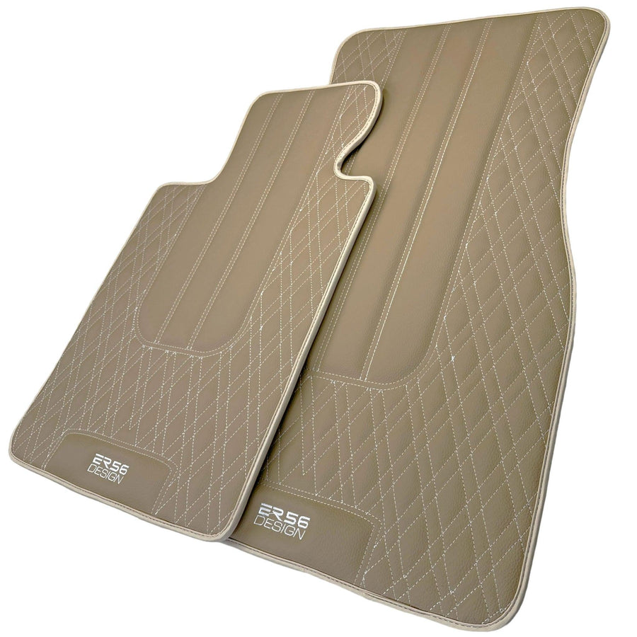 Beige Leather Floor Floor Mats For BMW 3 Series E92 - AutoWin