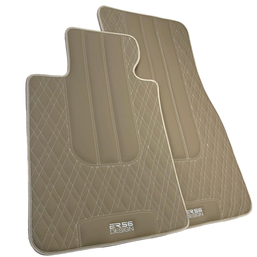 Beige Leather Floor Floor Mats For BMW 3 Series E92 - AutoWin