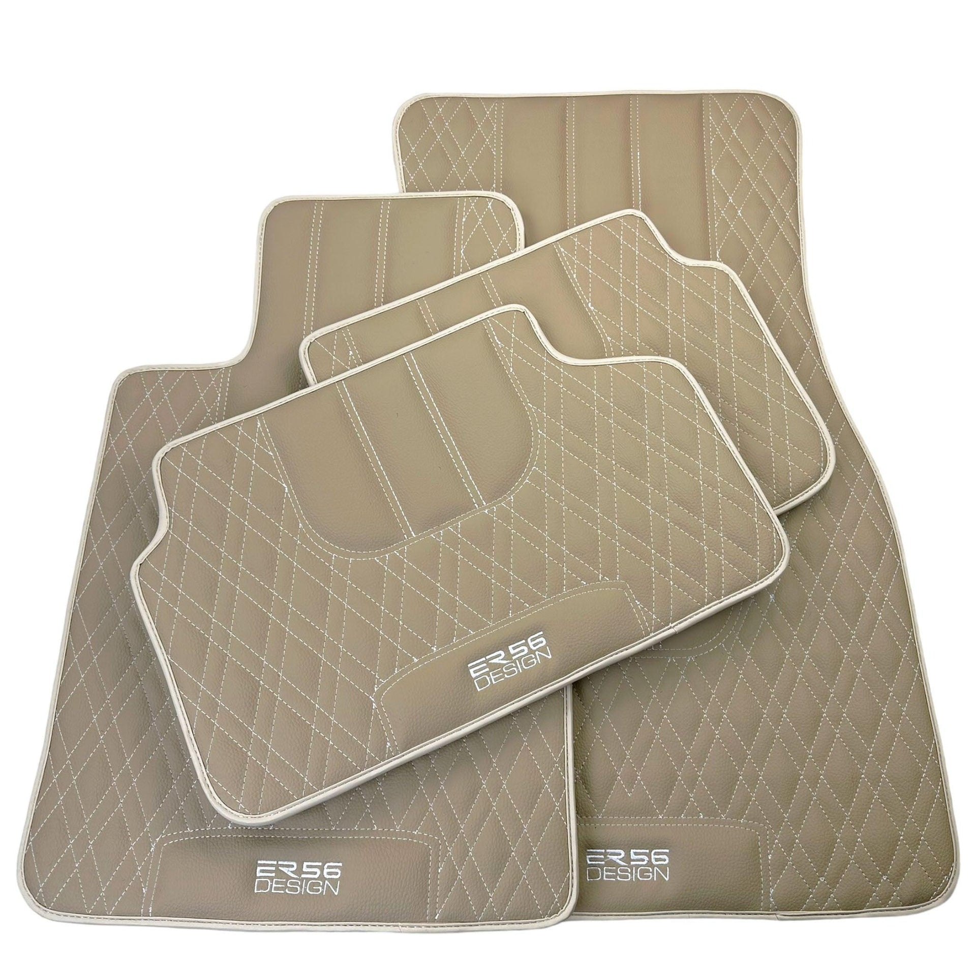 Beige Leather Floor Floor Mats For BMW X4 Series F26 - AutoWin