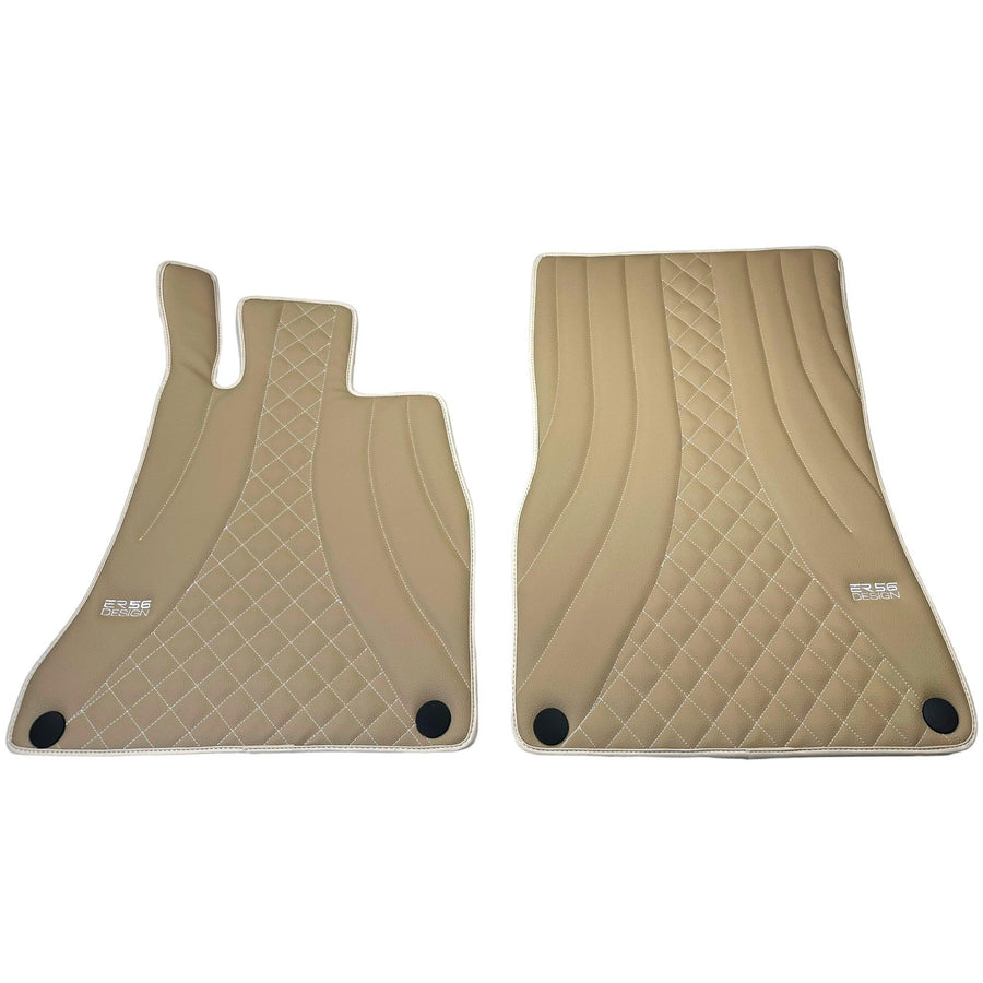 Beige Leather Floor Mats For Mercedes Benz A-Class W177 Hybrid (2019-2023) | ER56 Design - AutoWin