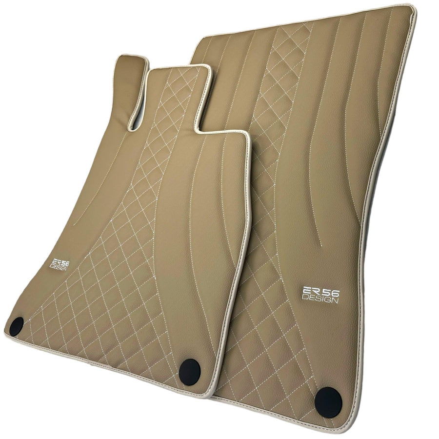 Beige Leather Floor Mats For Mercedes Benz C-Class C205 Coupe Facelift (2018-2023) | ER56 Design - AutoWin