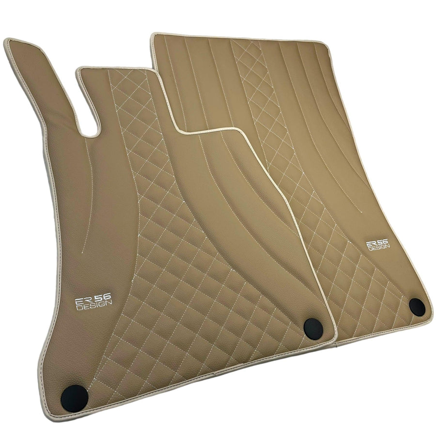 Beige Leather Floor Mats For Mercedes Benz C-Class W206 Sedan (2021-2023) Hybrid| ER56 Design - AutoWin