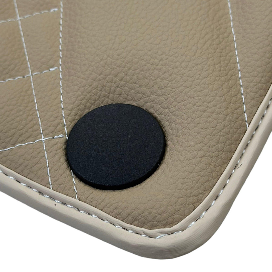 Beige Leather Floor Mats For Mercedes Benz CLK-Class A208 Convertible (1998-2003) | ER56 Design - AutoWin