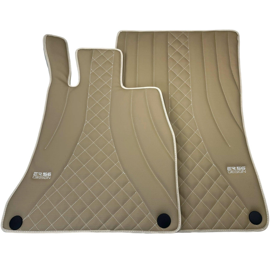 Beige Leather Floor Mats For Mercedes Benz CLK-Class A208 Convertible (1998-2003) | ER56 Design - AutoWin