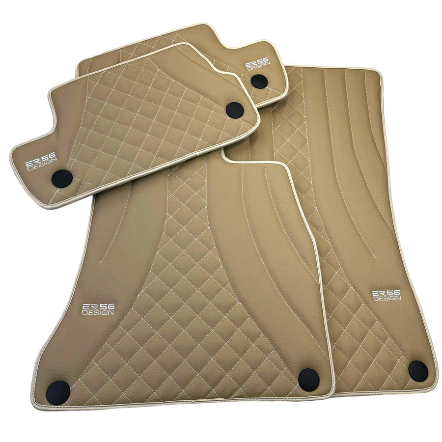Beige Leather Floor Mats For Mercedes Benz E-Class C238 Coupe (2017-2023) | ER56 Design - AutoWin
