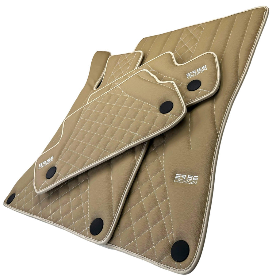 Beige Leather Floor Mats For Mercedes Benz EQE-Class V295 (2022-2023) | ER56 Design - AutoWin