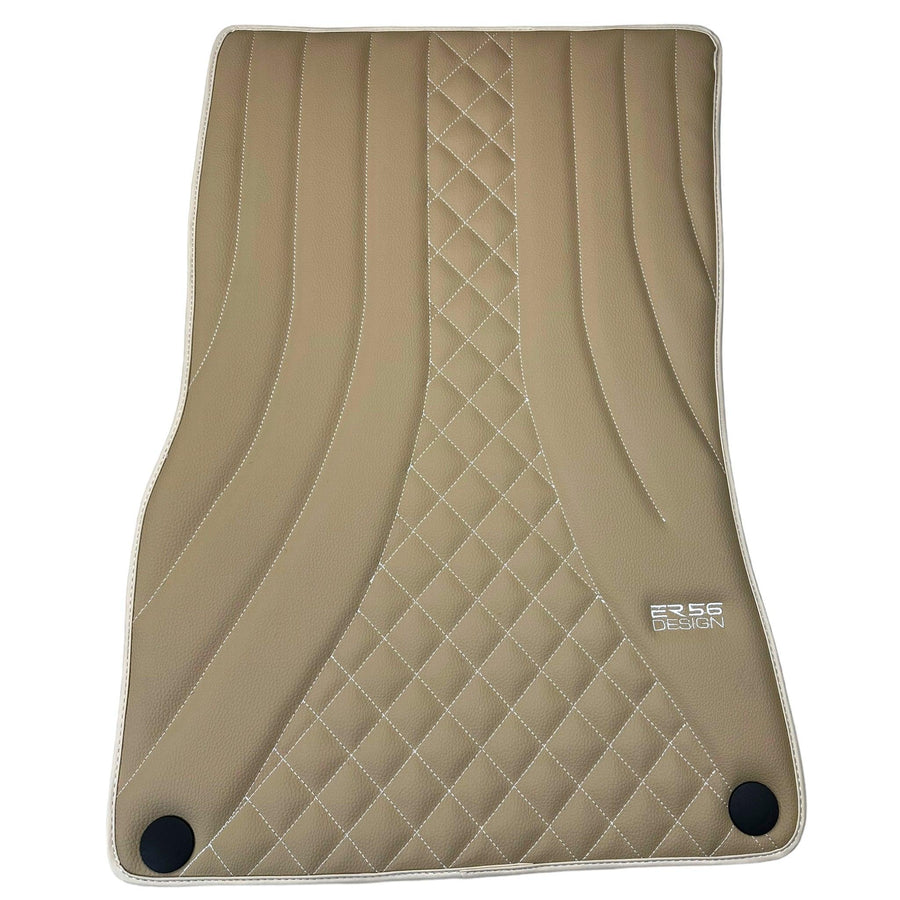 Beige Leather Floor Mats For Mercedes Benz GLK-Class X204 (2012-2015) | ER56 Design - AutoWin
