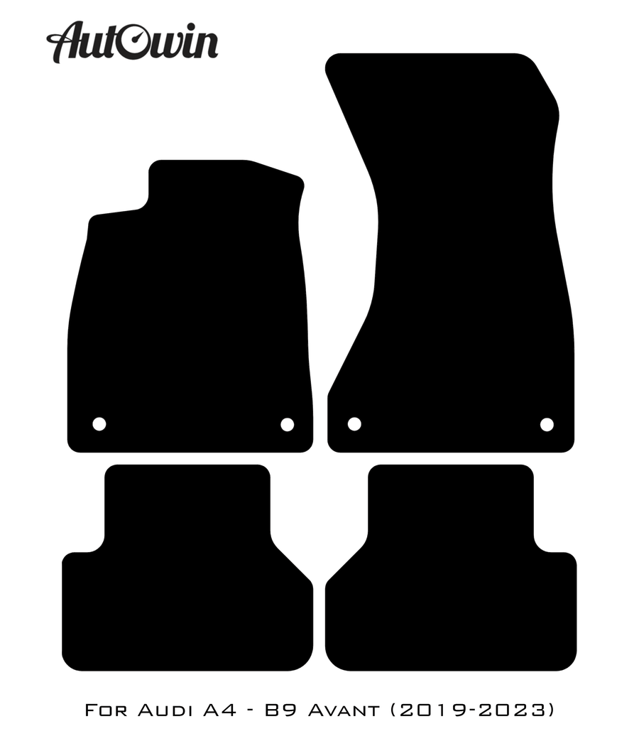 Black Floor Mats for A4 - B9 Avant (2019-2023) With Orange Alcantara | ER56 Design - AutoWin