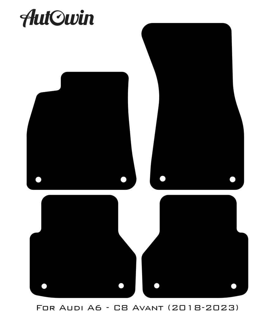 Black Floor Mats for A6 - C8 Avant (2018-2023) With Orange Alcantara | ER56 Design - AutoWin
