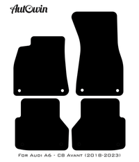 Black Floor Mats for A6 - C8 Avant (2018-2023) With Orange Alcantara | ER56 Design - AutoWin