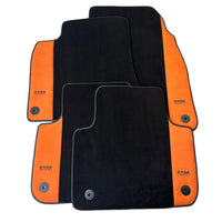 Black Floor Mats for Audi A3 - 3-door Hatchback (2003-2012) With Orange Alcantara | ER56 Design - AutoWin