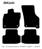 Black Floor Mats for Audi A3 - 5-door Sedan (MHEV) Mild Hybrid Electric Vehicle (2021 - 2024) With Orange Alcantara | ER56 Design - AutoWin