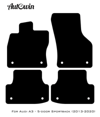 Black Floor Mats for Audi A3 - 5-door Sportback (2013-2020) With Orange Alcantara | ER56 Design - AutoWin
