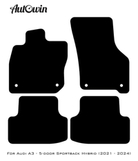 Black Floor Mats for Audi A3 - 5-door Sportback (MHEV) Mild Hybrid Electric Vehicle (2021 - 2024) With Orange Alcantara | ER56 Design - AutoWin