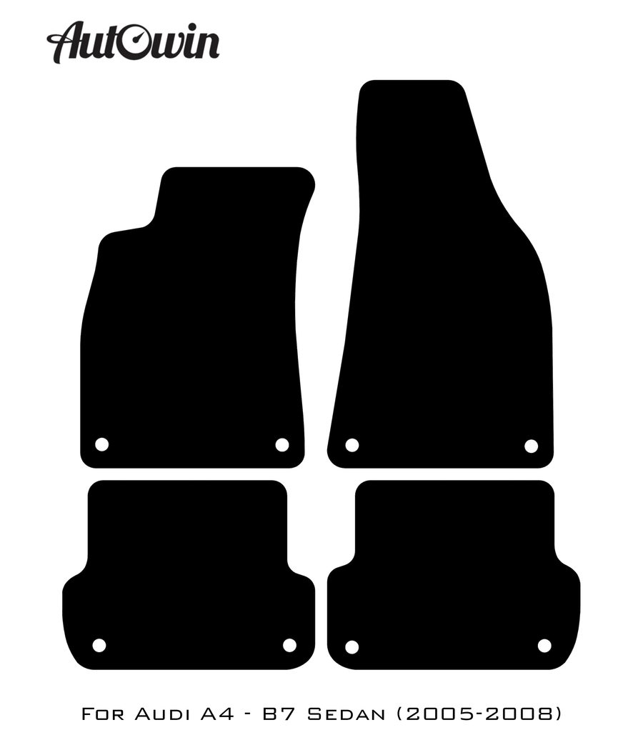 Black Floor Mats for Audi A4 - B7 Sedan (2005-2008) | No Steps - AutoWin