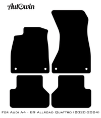 Black Floor Mats for Audi A4 - B9 Allroad Quattro (2020-2024) With Orange Alcantara | ER56 Design - AutoWin