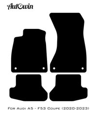 Black Floor Mats for Audi A5 - F53 Coupe (2020-2023) With Orange Alcantara | ER56 Design - AutoWin