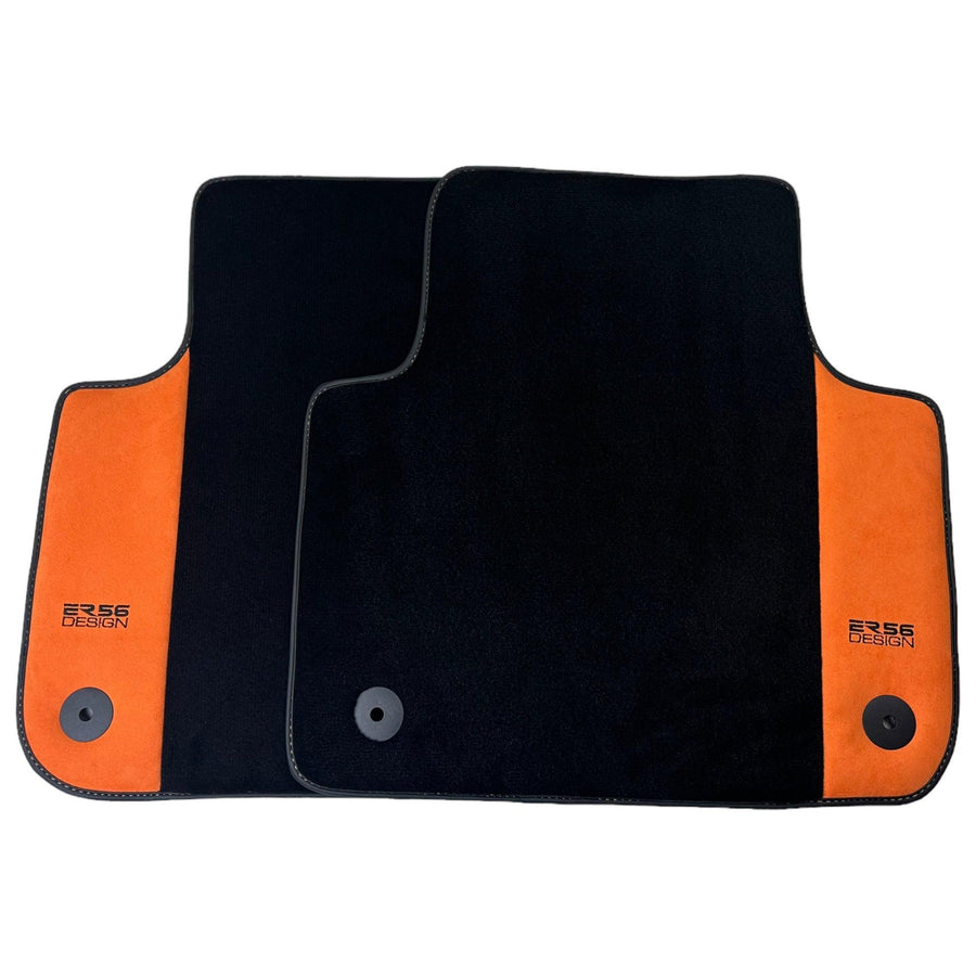 Black Floor Mats for Audi A5 - F57 Convertible (2017-2020) With Orange Alcantara | ER56 Design - AutoWin