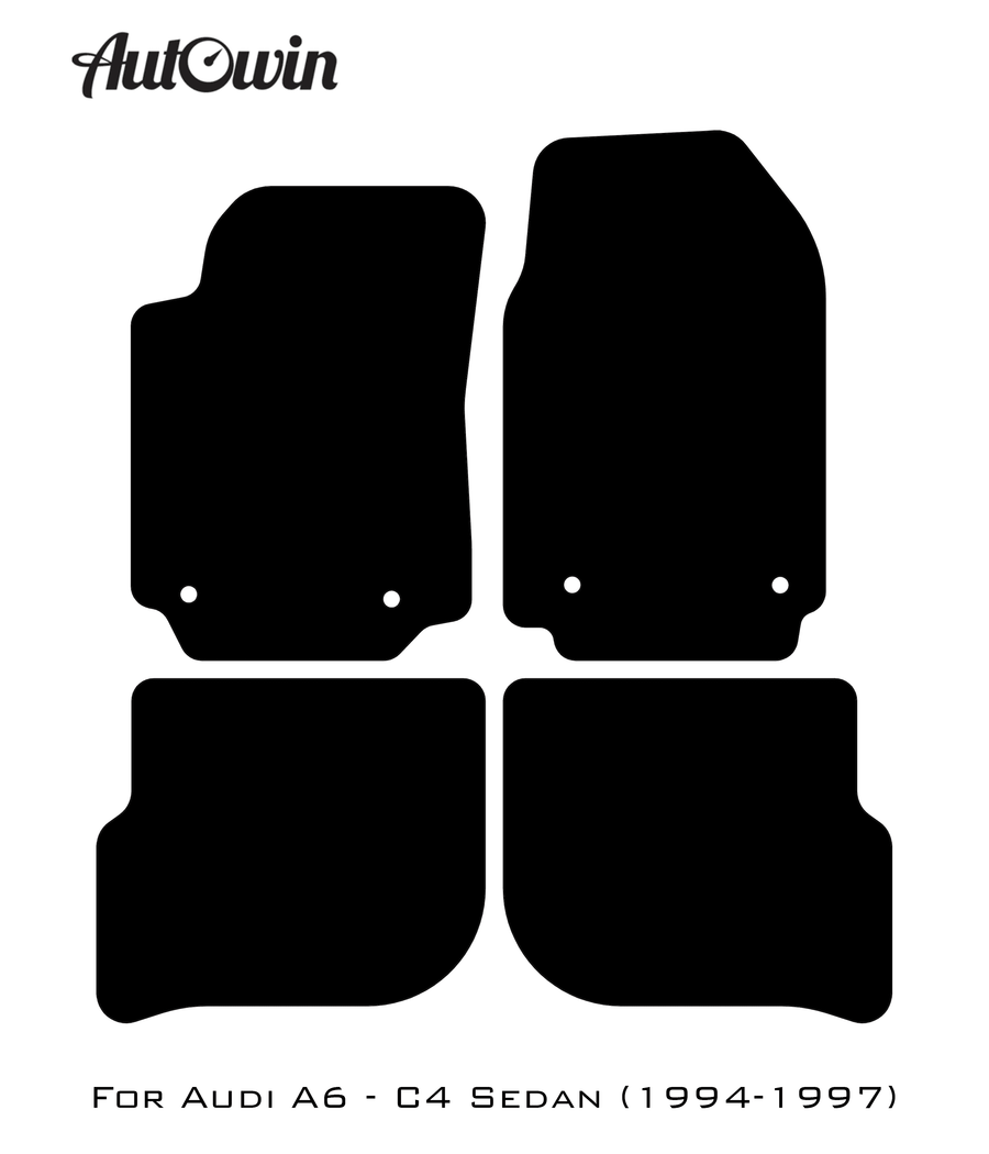 Black Floor Mats for Audi A6 - C4 Sedan (1994-1997) | Fighter Jet Edition - AutoWin