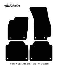 Black Floor Mats for Audi A8 D5 (2017-2023) With Orange Alcantara | ER56 Design - AutoWin