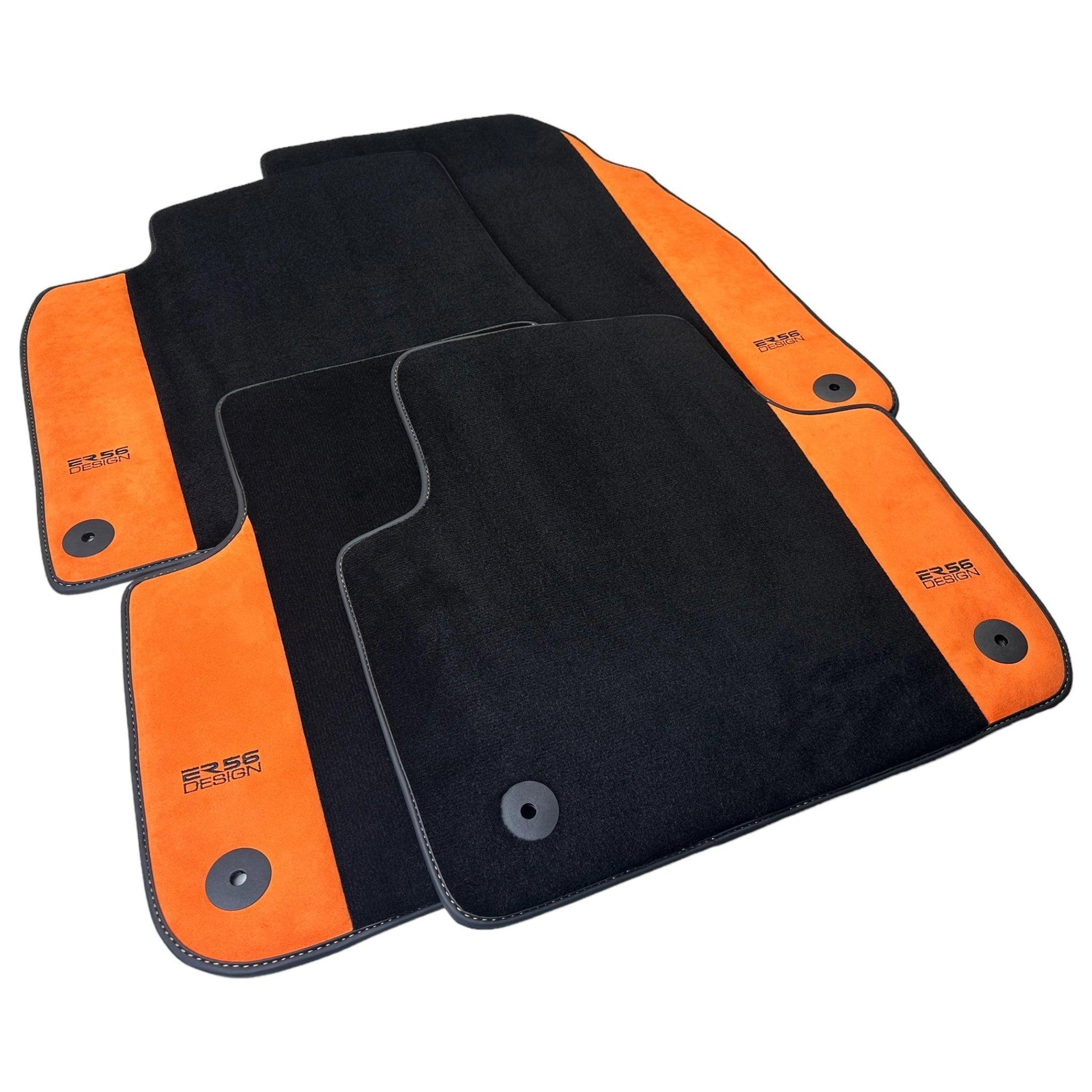Black Floor Mats for Audi e-tron GT (2021-2024) With Orange Alcantara | ER56 Design - AutoWin