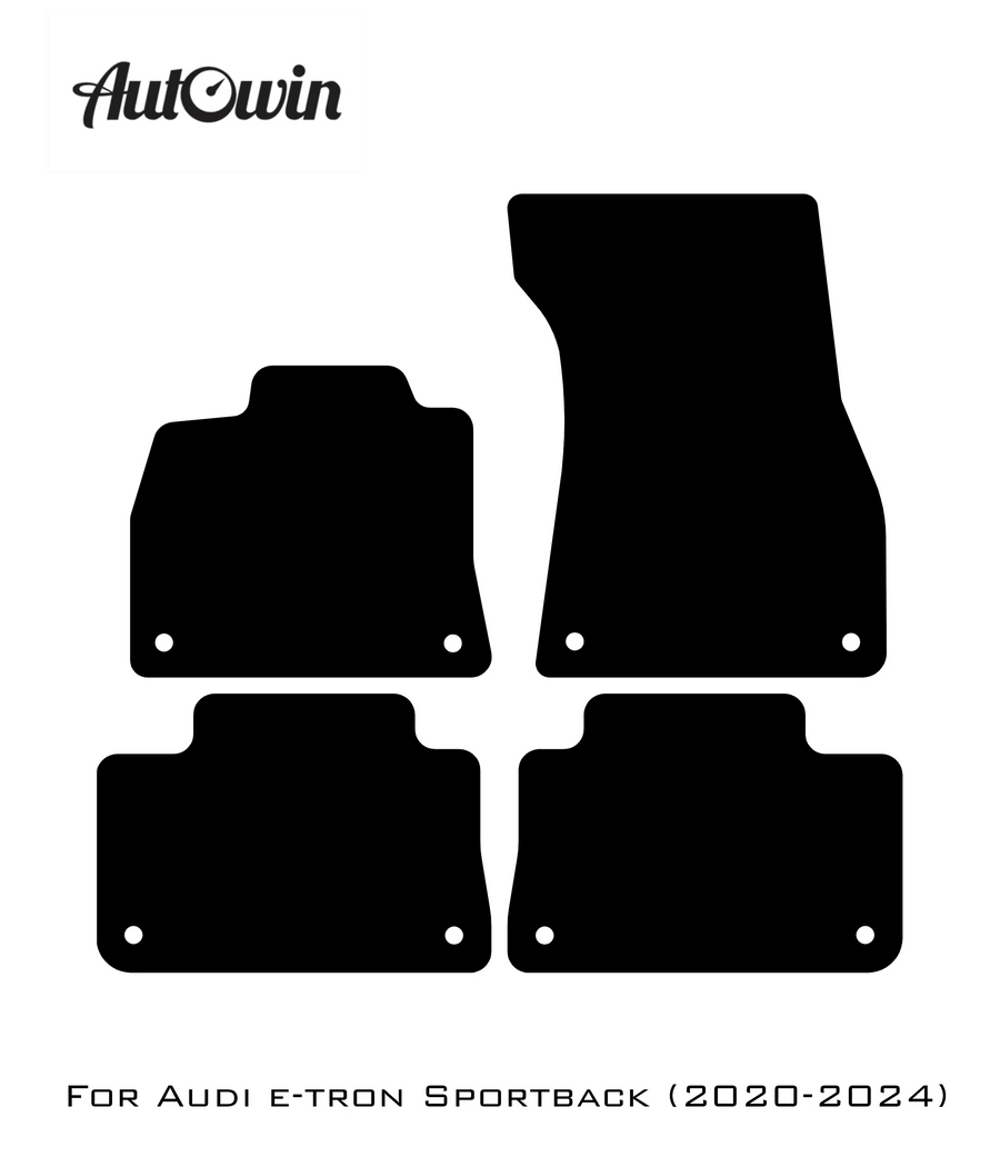 Black Floor Mats for Audi e-tron Sportback (2020-2024) With Orange Alcantara | ER56 Design - AutoWin