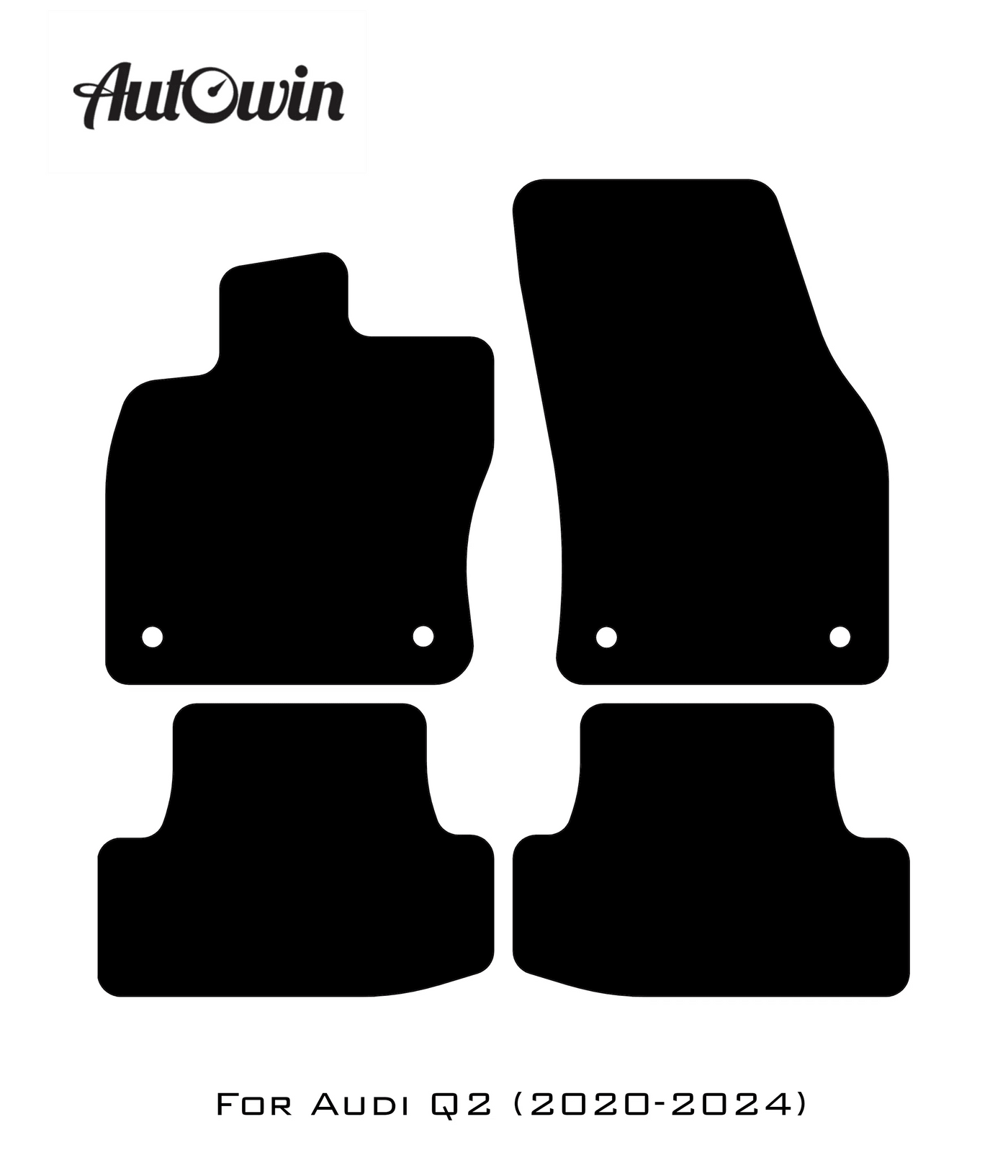 Black Floor Mats for Audi Q2 (2020-2024) With Orange Alcantara | ER56 Design - AutoWin