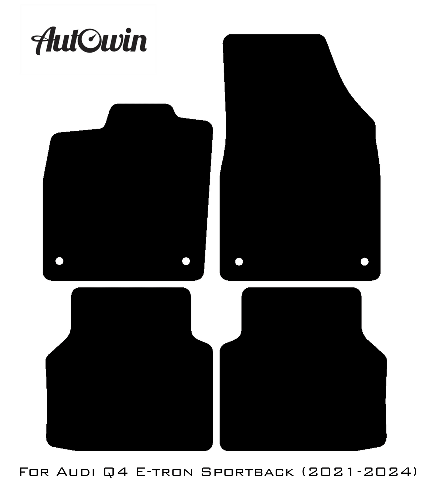 Black Floor Mats for Audi Q4 E-tron Sportback (2021-2024) With Orange Alcantara | ER56 Design - AutoWin