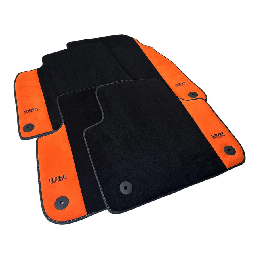 Black Floor Mats for Audi Q5 8R (2008-2017) With Orange Alcantara | ER56 Design - AutoWin