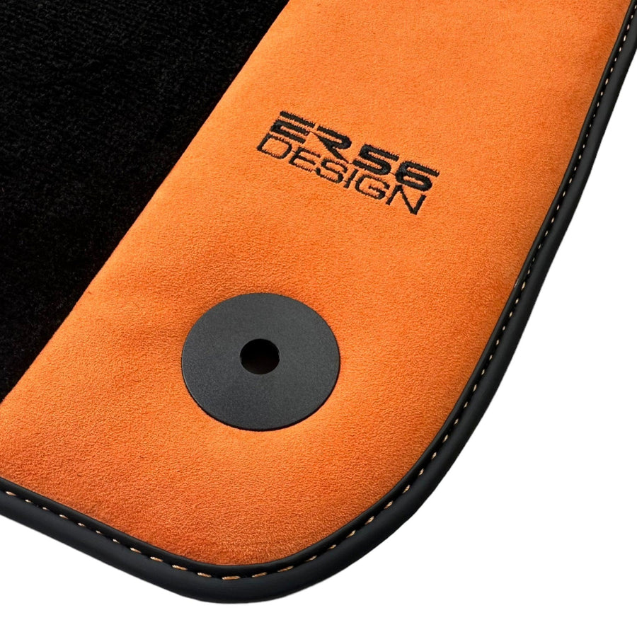 Black Floor Mats for Audi Q5 8R (2008-2017) With Orange Alcantara | ER56 Design - AutoWin